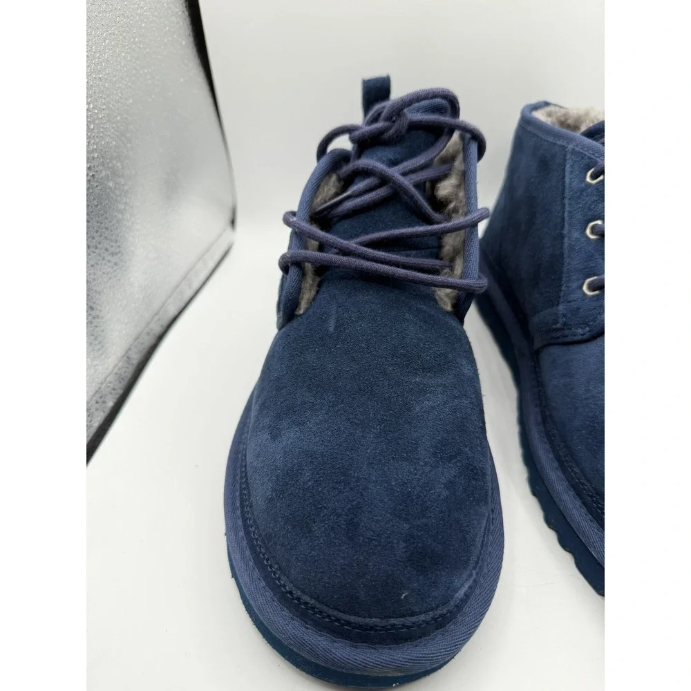 EUC UGG Neumel Shearling Winter Boots Navy Blue Lace Up‎ Chukka Size 12